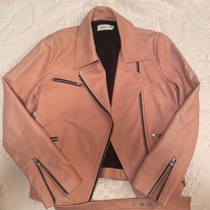 ALC duvall nude pink leather jacket size 8